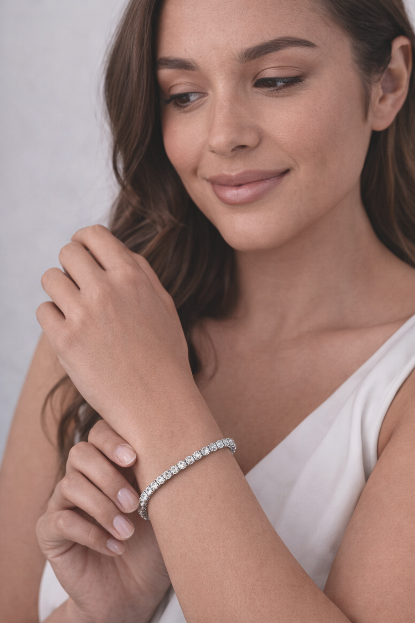 9ct White Gold 8.20ct Lab-Grown Diamond Tennis Bracelet