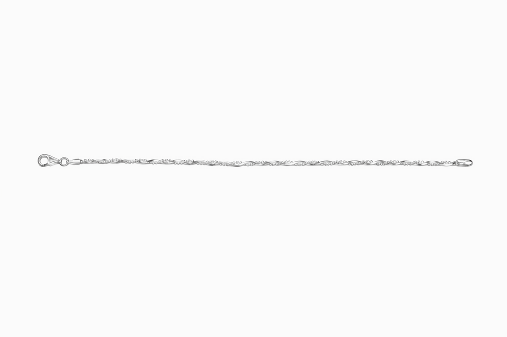 Sterling Silver Twisted Chain Charm Bracelet
