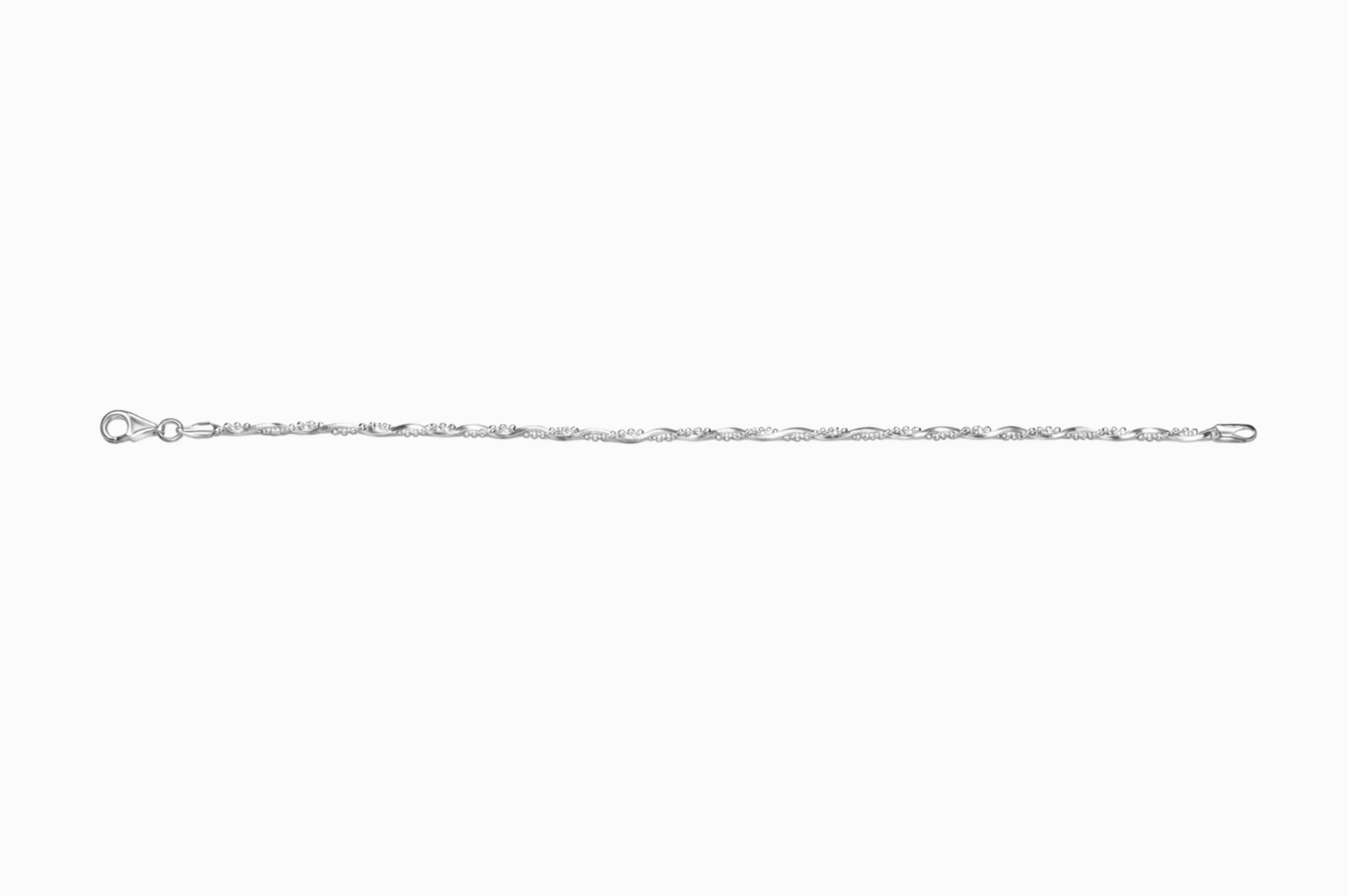 Sterling Silver Twisted Chain Charm Bracelet