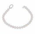 White Pearl Bracelet in Sterling Silver - Elegant Charm Link Design
