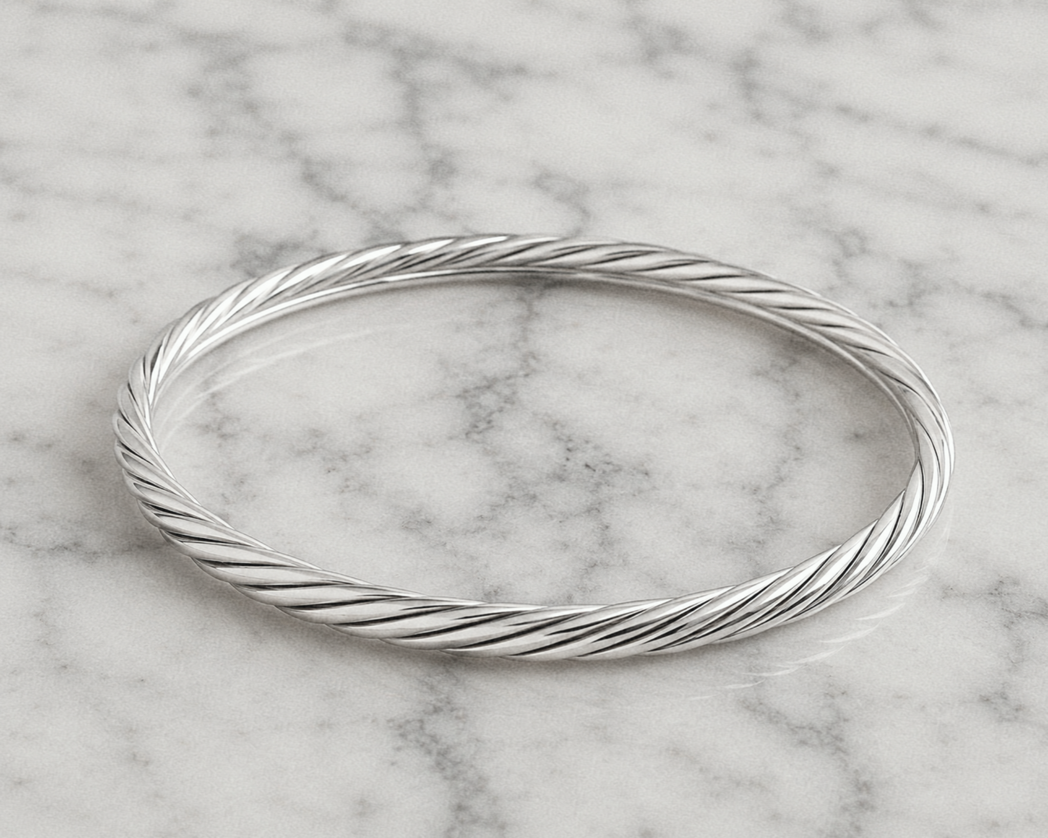 Sterling Silver Twisted Rope Textured Bangle