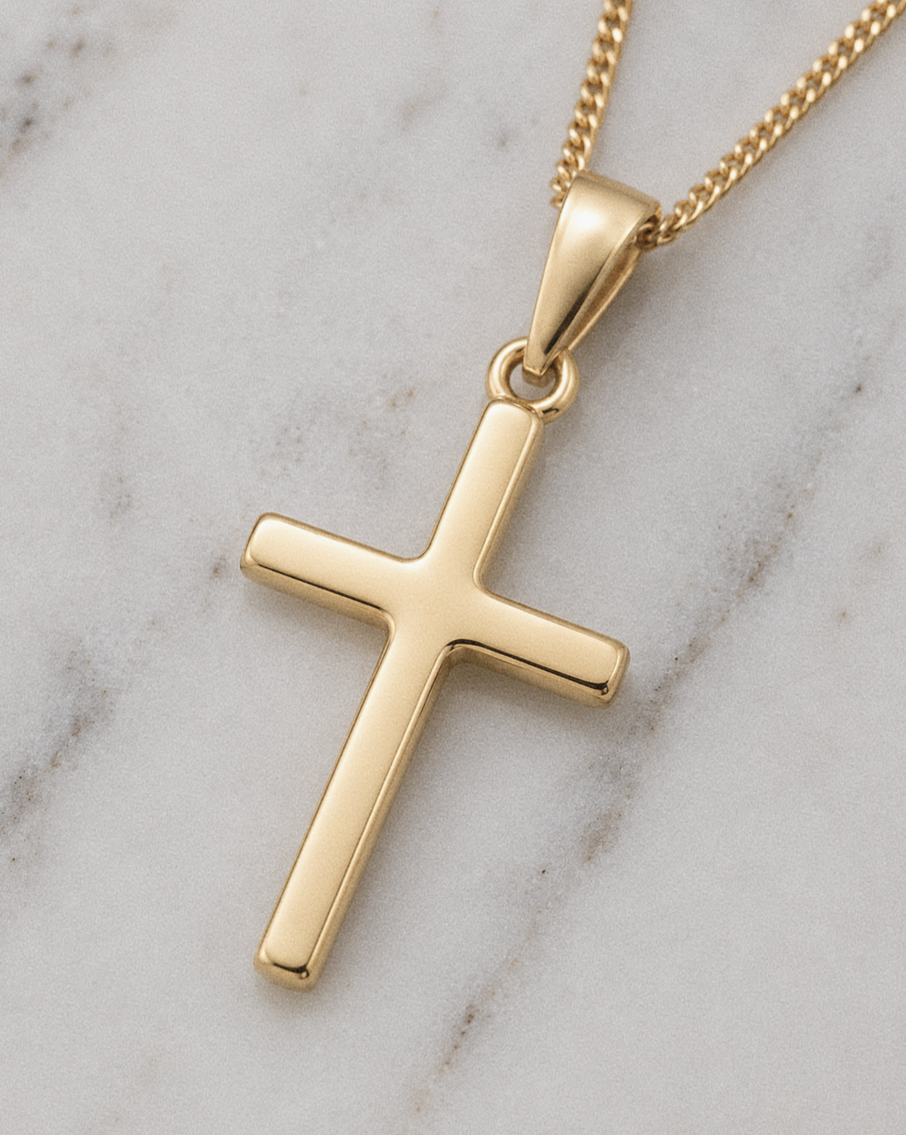 Medium Cross Pendant Necklace in 9ct Yellow Gold