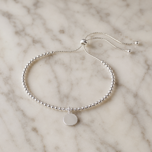 925 Sterling Silver Adjustable Disc Bracelet