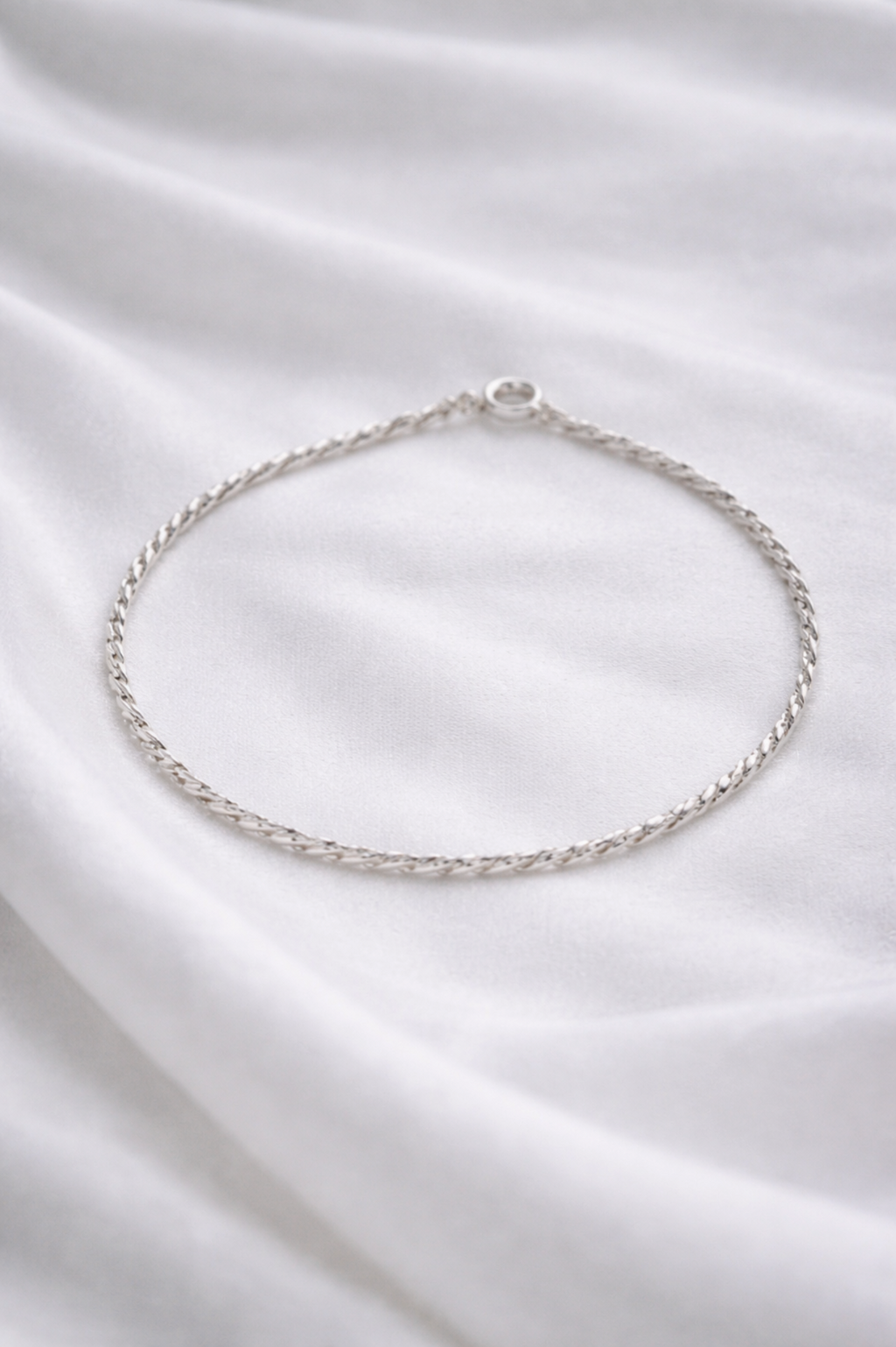Sterling Silver Twisted Chain Charm Bracelet