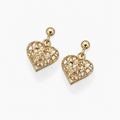 9ct Gold Caged Heart Drop Earrings