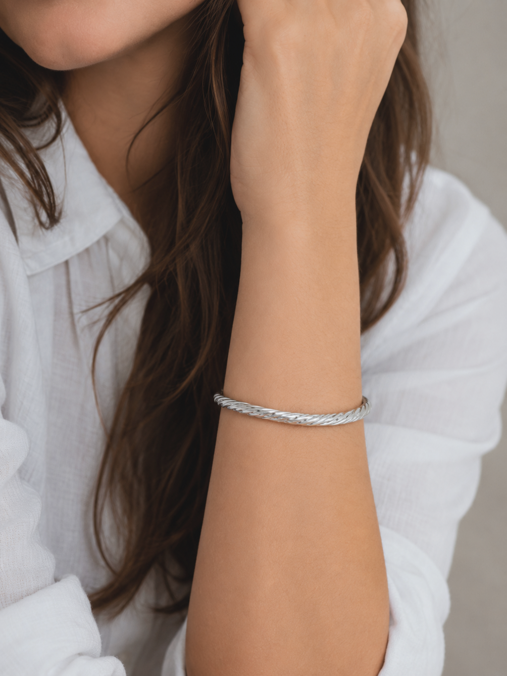 Sterling Silver Twisted Rope Textured Bangle