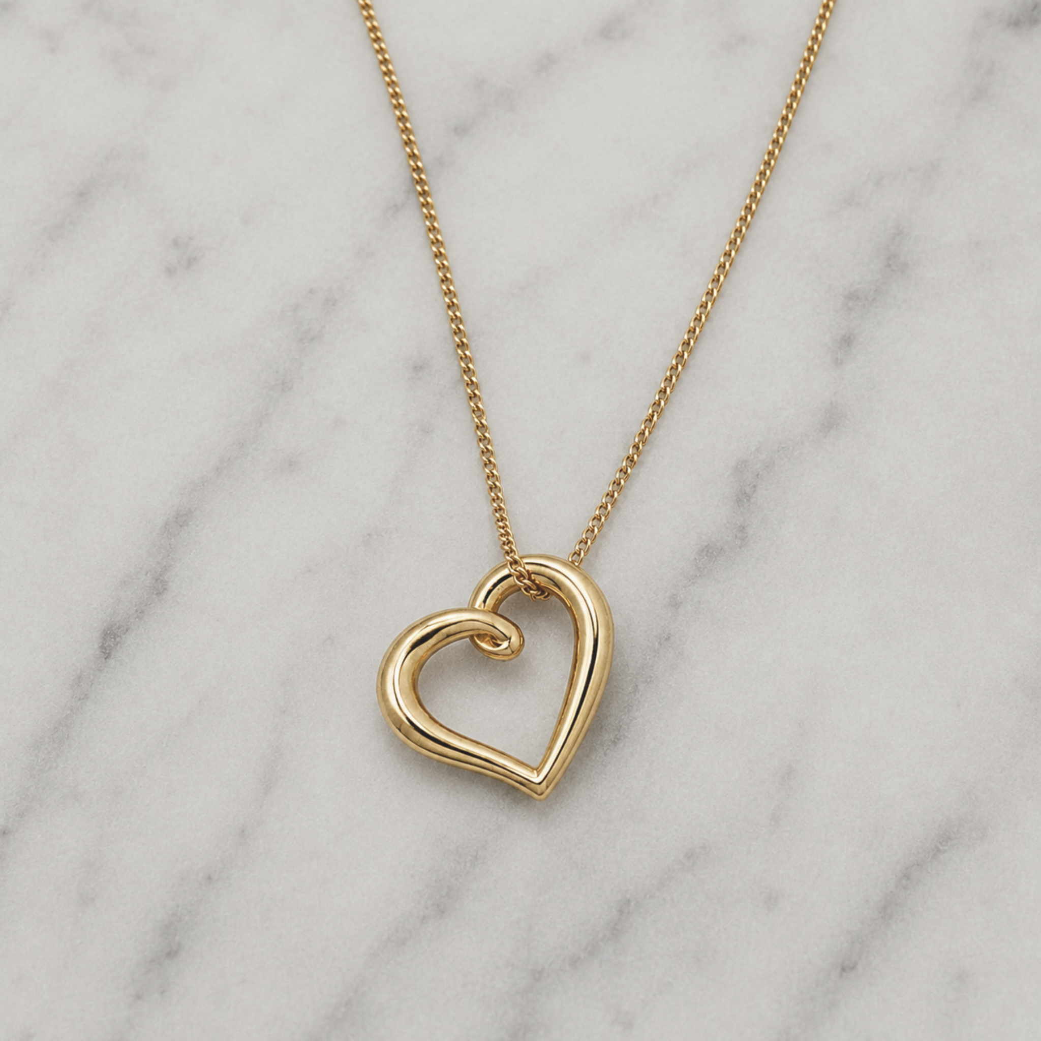 Organic Heart Pendant Necklace in 9ct Yellow Gold