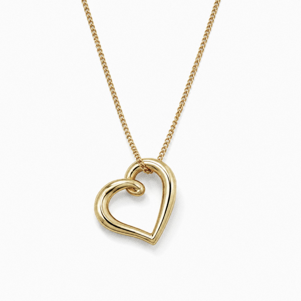Organic Heart Pendant Necklace in 9ct Yellow Gold