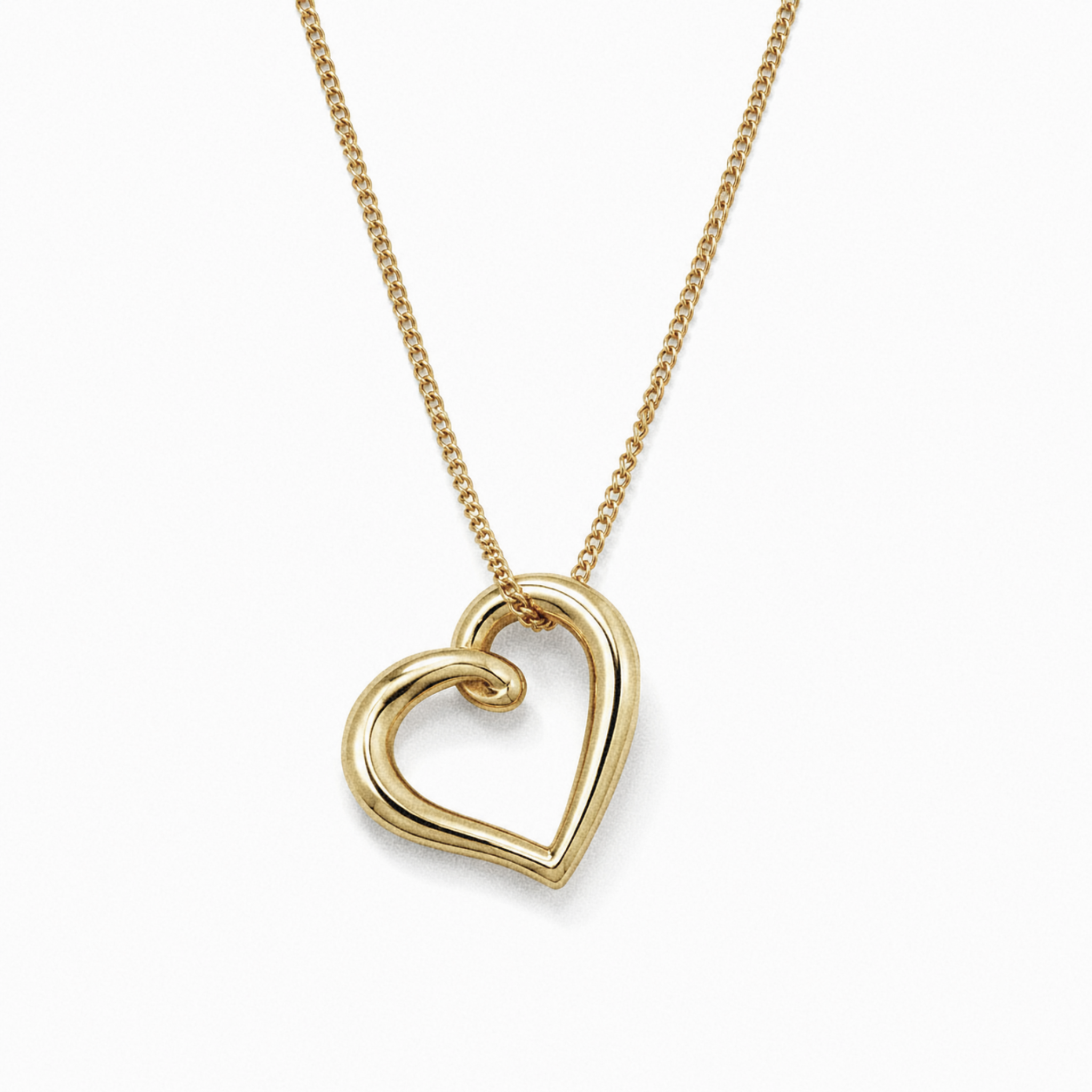 Organic Heart Pendant Necklace in 9ct Yellow Gold