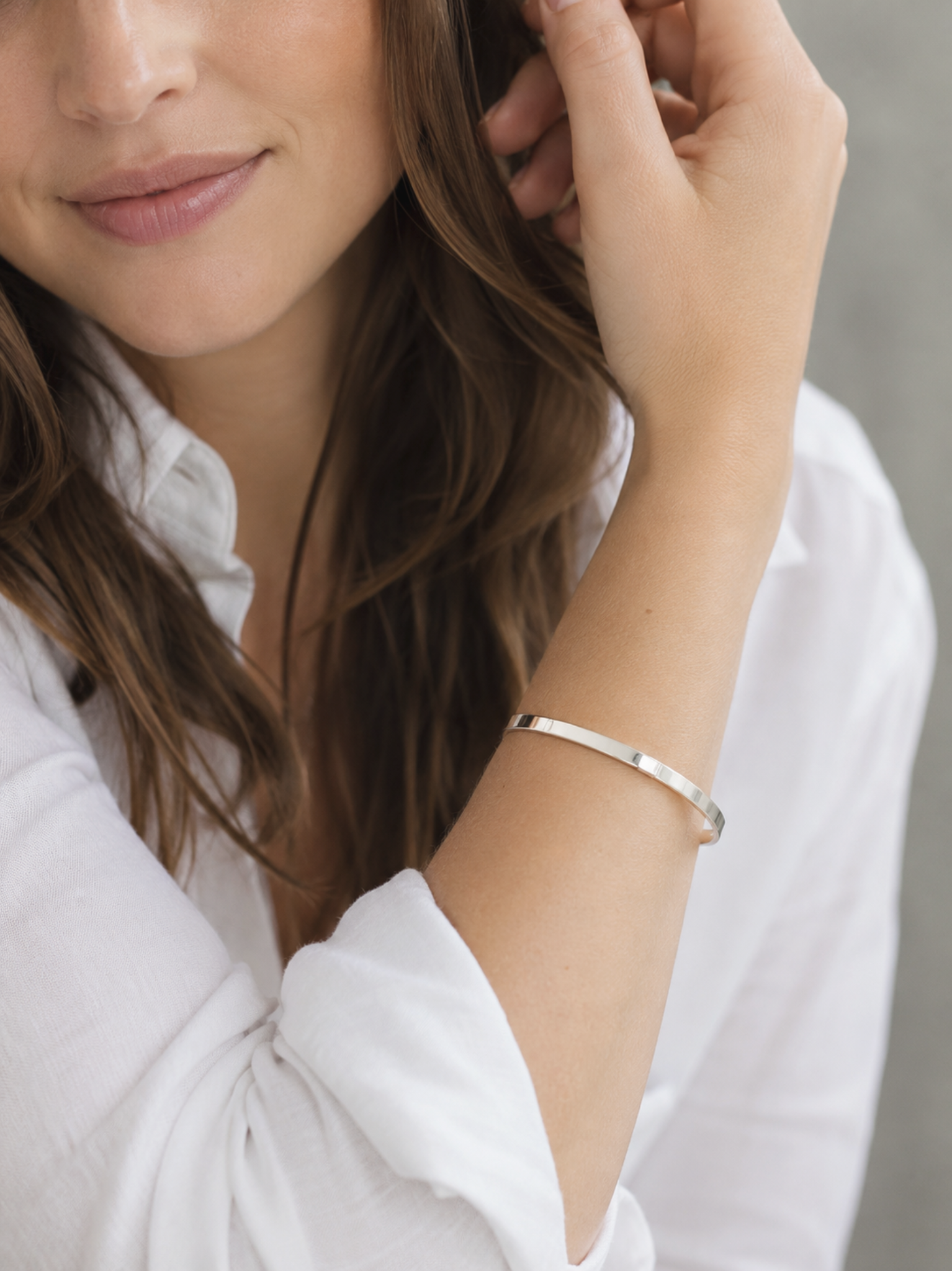 Sterling Silver Square Cut Hinged Bangle