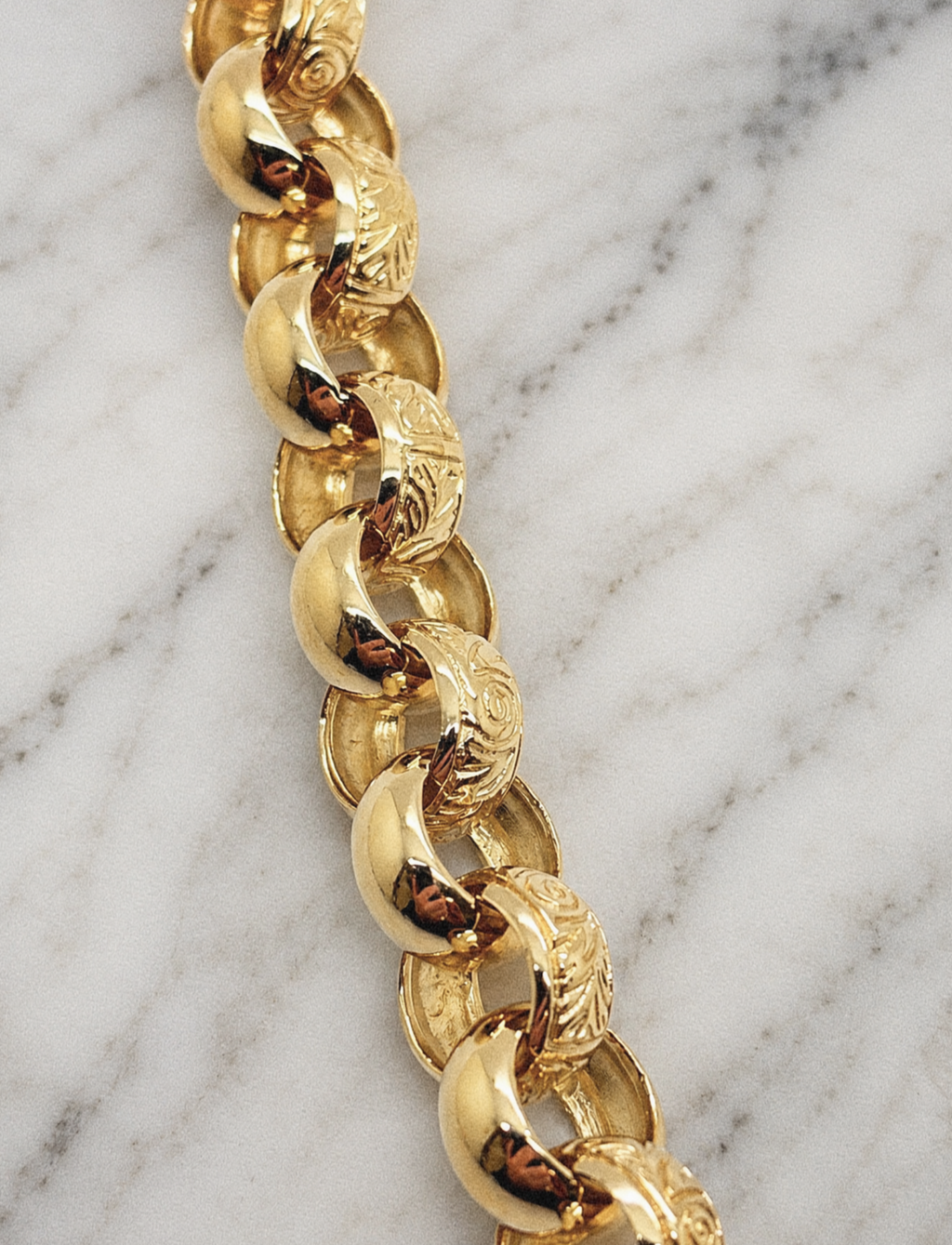 9ct Yellow Gold Engraved & Plain Belcher Chain Necklace – Solid Gold
