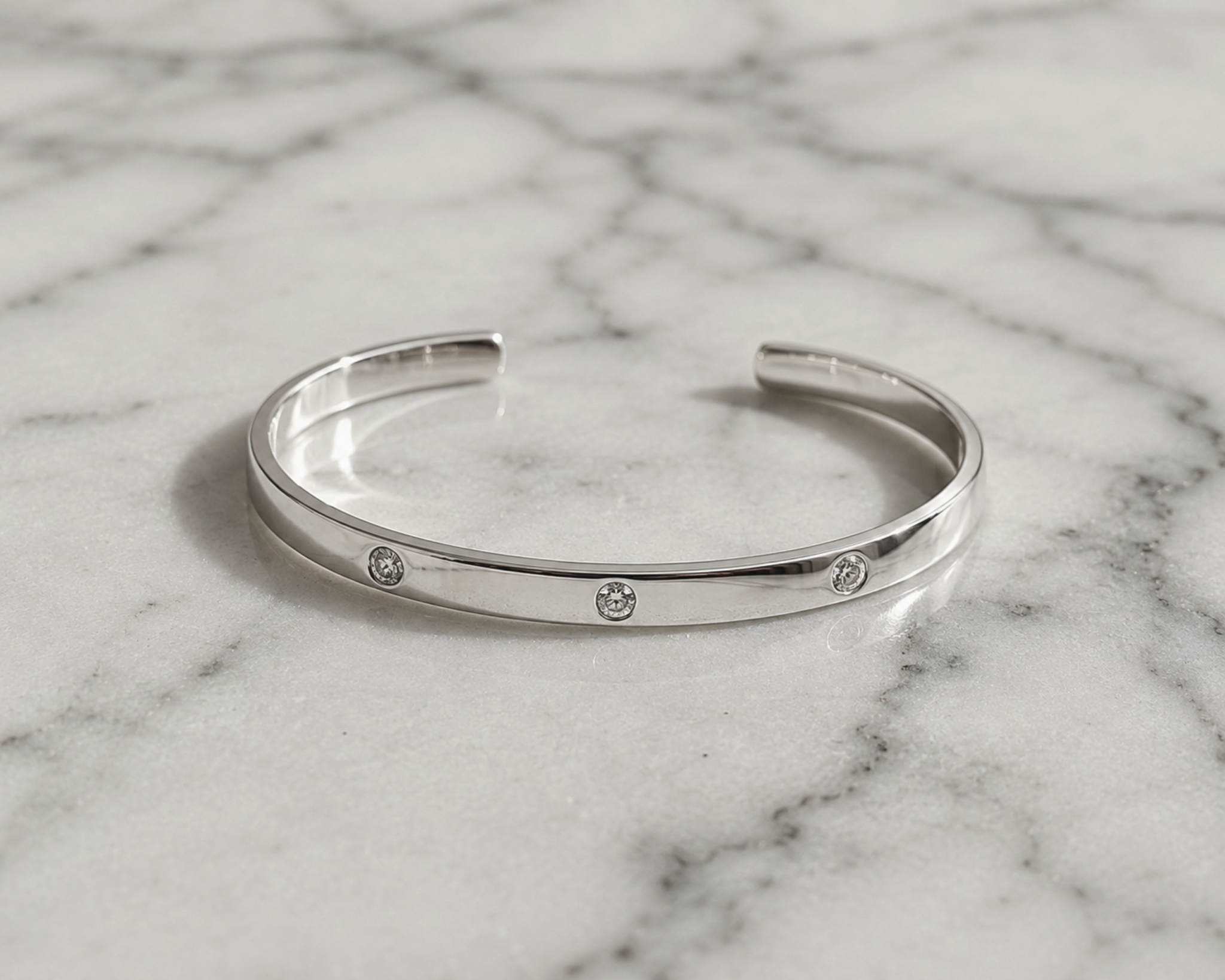 Sterling Silver Torque Bangle with Cubic Zirconia