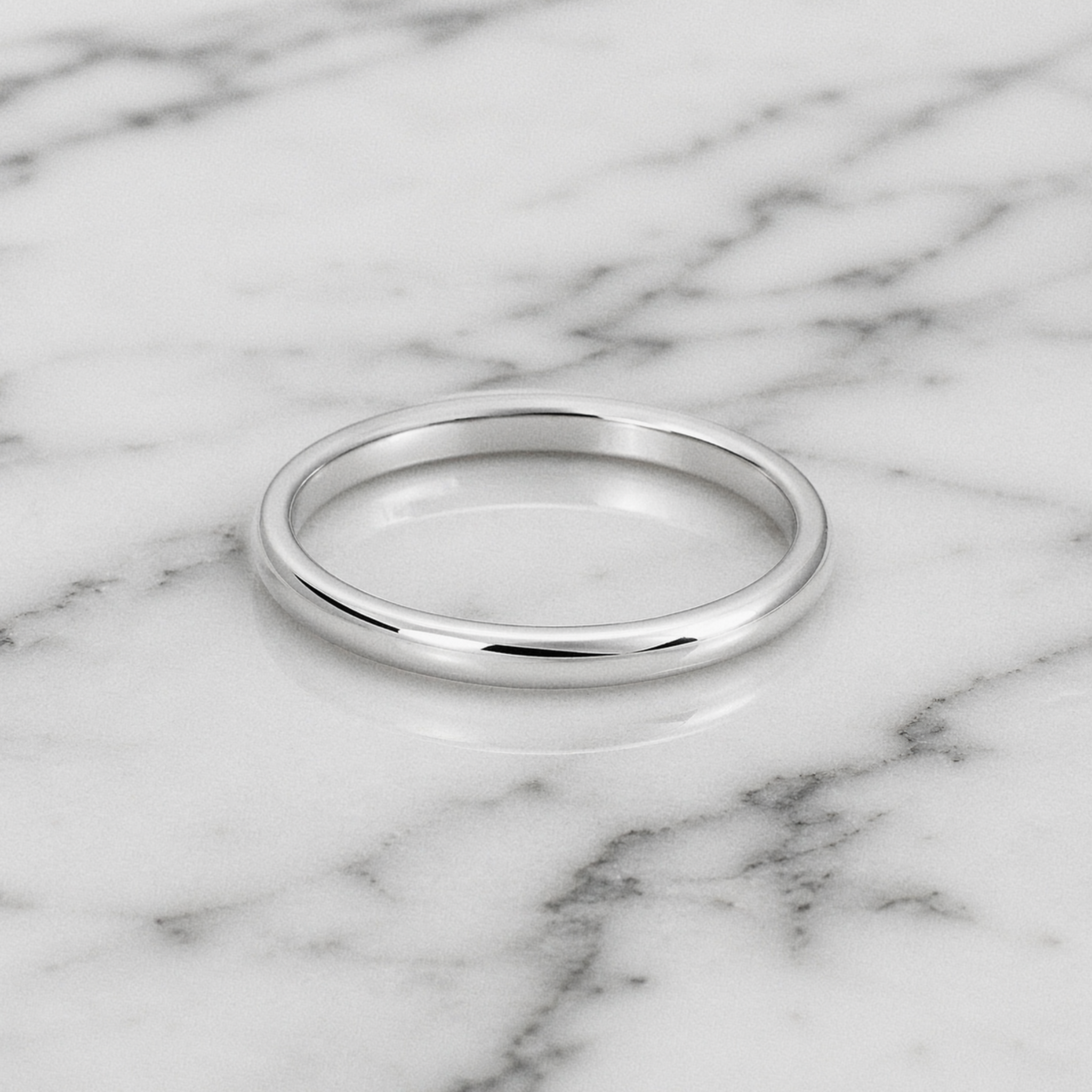 9ct White Gold 2mm Light Court Band Ring