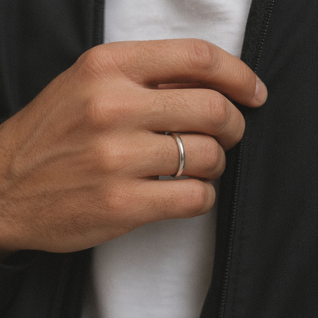 9ct White Gold 2mm Light Court Band Ring