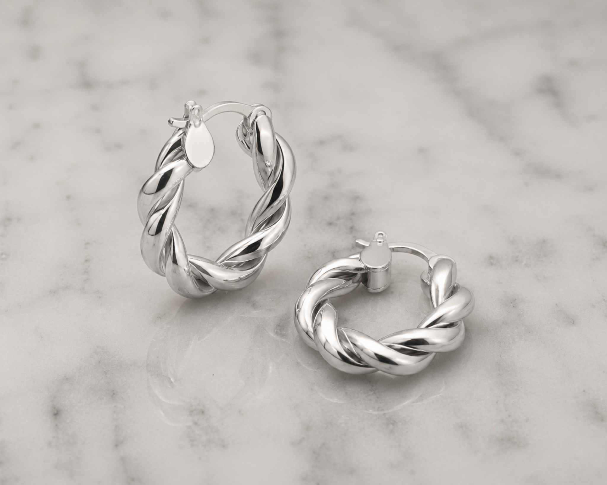 Chunky Rope Twist Hoop Earrings – Sterling Silver