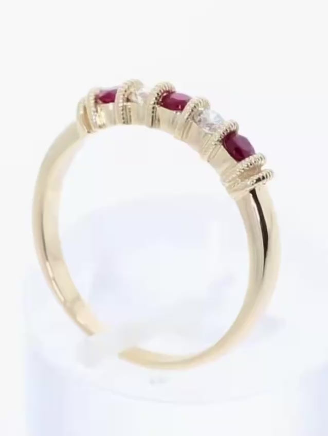 9ct Yellow Gold Ruby & Diamond 5 Stone Eternity Ring