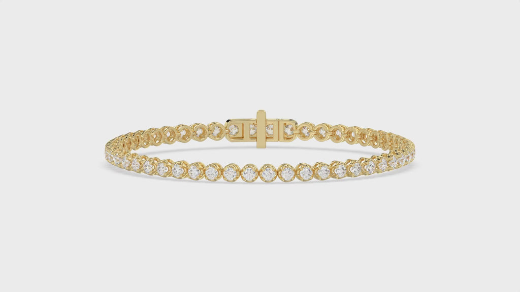 9ct Yellow Gold 3ct Lab-Grown Diamond Tennis Bracelet 7 Inch