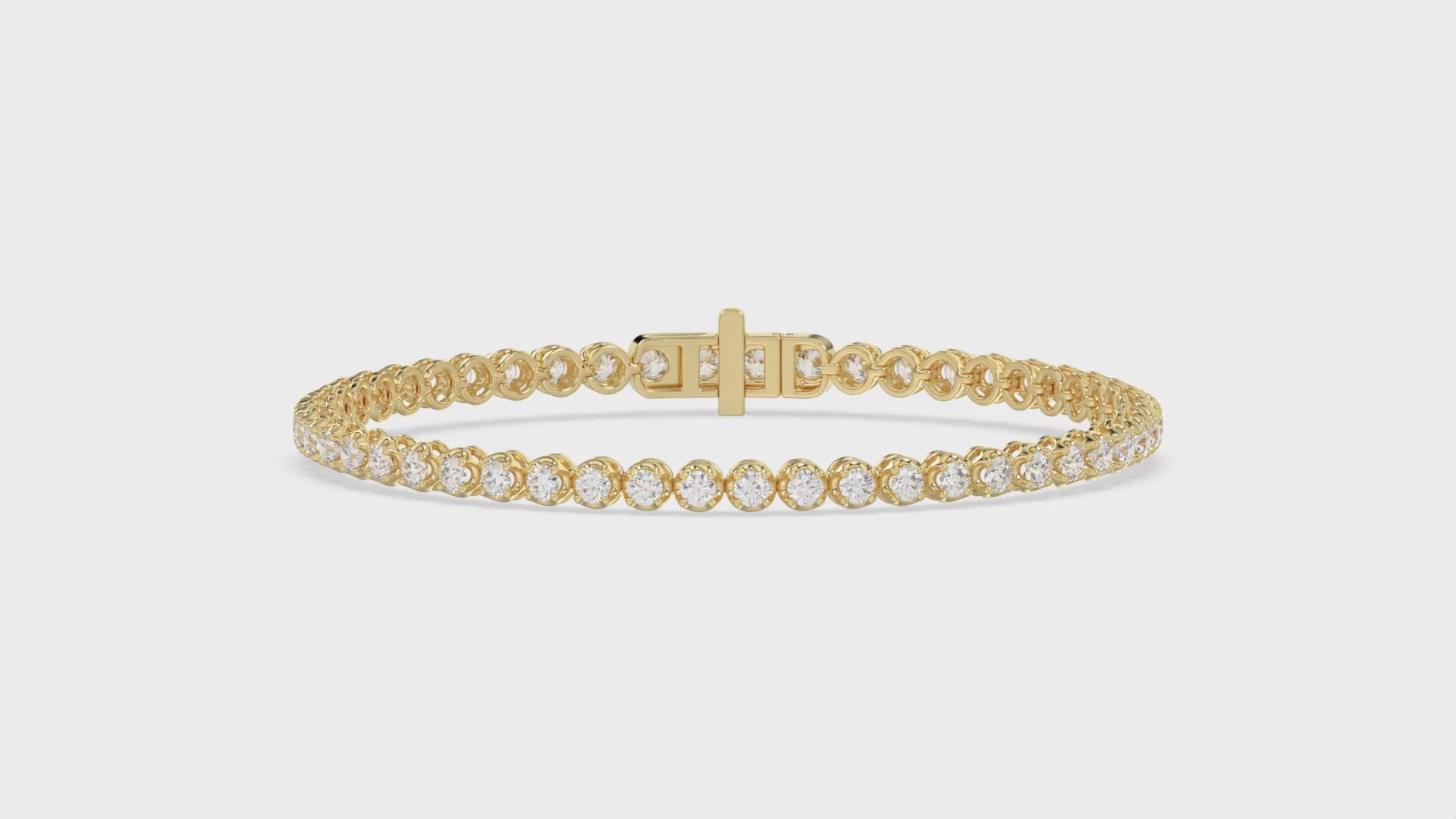 9ct Yellow Gold 3ct Lab-Grown Diamond Tennis Bracelet 7 Inch
